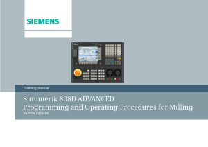 Sinumerik 808D Advanced Procedures for Milling