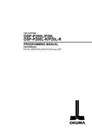Okuma OSP-P200L/P20L OSP-P200L-R/P20L-R PROGRAMMING MANUAL