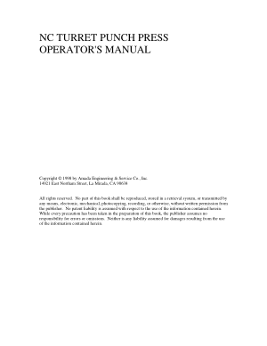 Amada NC Turret Punch Press Operator Manual