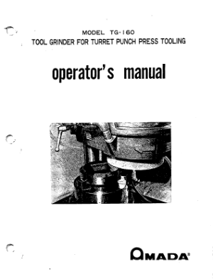 Amada Tool Grinder for Turret Punch Press Operator Manual