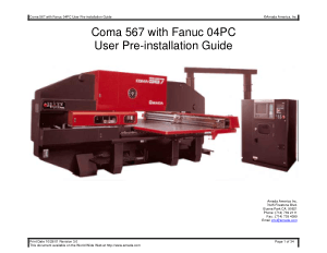 Amada Coma 567 with Fanuc 04PC Pre-installation Guide