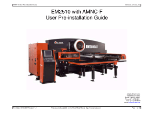 Amada EM2510 with AMNC-F User Pre-installation Guide