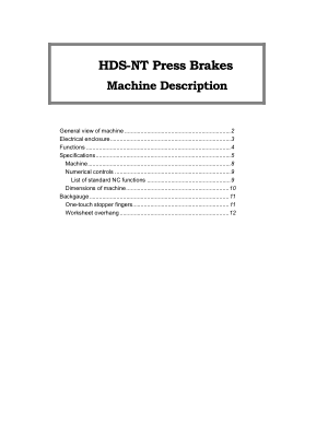 Amada HDS-NT Press Brakes Machine Description