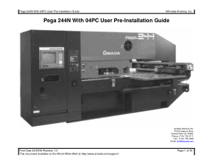 Amada Pega 244N With 04PC User Pre-Installation Guide
