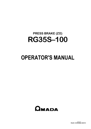 Amada RG35S-100 Press Brake ZII Operator Manual