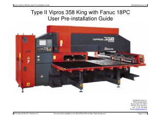 Amada Type II Vipros 358 King Fanuc 18PC Pre-installation Guide