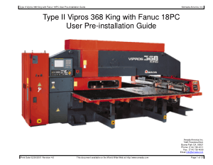 Amada Type II Vipros 368 King Fanuc 18PC Pre-installation Guide