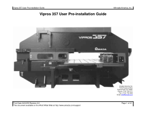 Amada Vipros 357 User Pre-installation Guide
