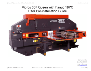 Amada Vipros 357 Queen Fanuc 18PC Pre-installation Guide