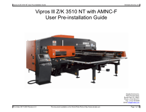 Amada Vipros lll Z K3510NT with AMNC-F Pre-installation Guide