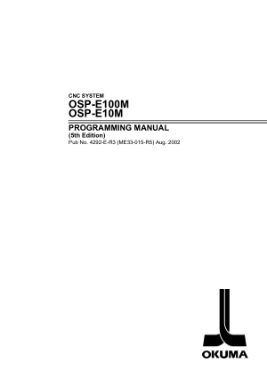 Okuma OSP-E100M OSP-E10M PROGRAMMING MANUAL