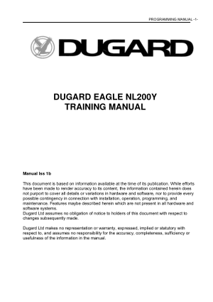Dugard Eagle NL200Y Programming Manual