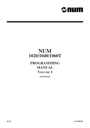 NUM 1020/1040/1060 T PROGRAMMING MANUAL