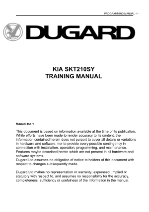 Dugard KIA SKT210SY Programming Manual