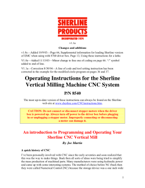 Sherline Milling Machine Programming Instructions v1.1a