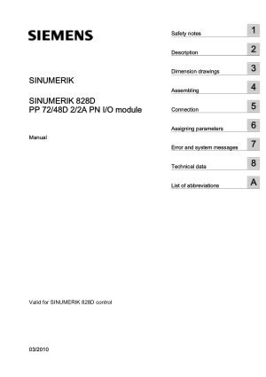 Sinumerik 828D PP 72/48D 2/2A PN IO Module Manual
