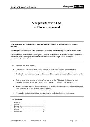 SimplexMotionTool software manual