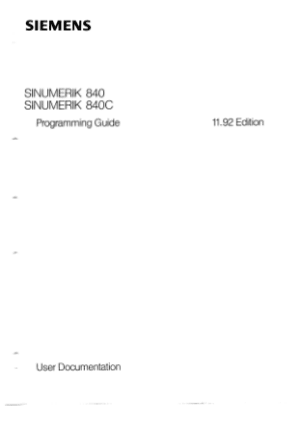 SINUMERIK 840  840C Programming Guide