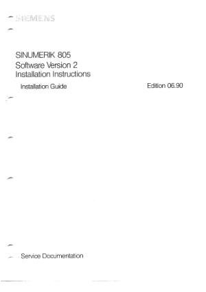 SINUMERIK 805 Installation Guide 06.90