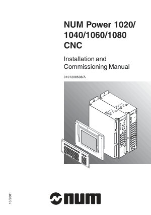 NUM Power 1020/1040/1060/1080 CNC Installation and Commissioning Manual