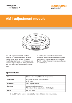 Renishaw AM1 adjustment module User Guide