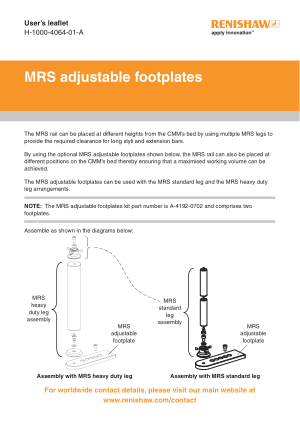 Renishaw MRS adjustable footplates User leaflet
