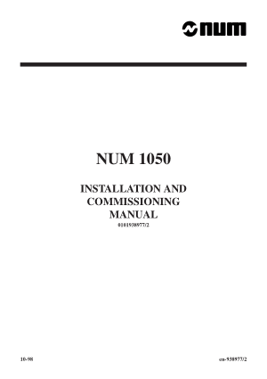 NUM 1050 INSTALLATION AND COMMISSIONING MANUAL