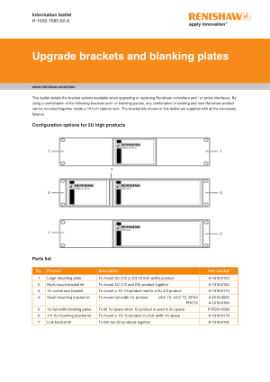 Renishaw Upgrade brackets and blanking plates leaflet