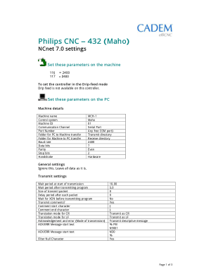 MAHO Philips CNC 432 NCnet 7 settings