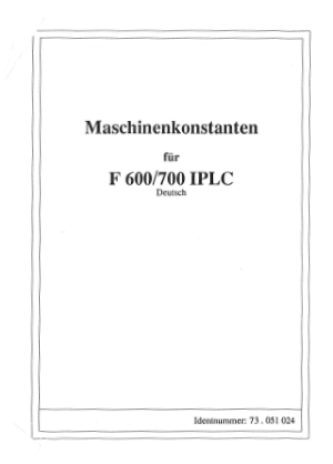 MAHO CNC Maschinenkonstanten F600/700 IPLC