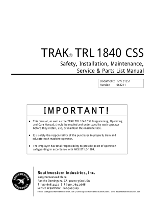 TRAK TRL1840 CSS Maintenance Manual
