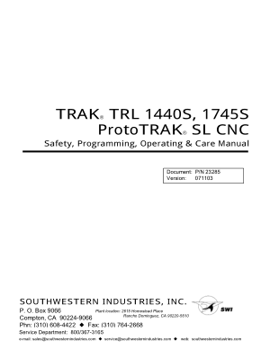 TRAK TRL 1440S Programming Manual