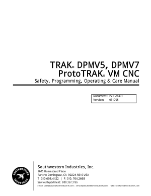 TRAK DPMV7 Programming Manual