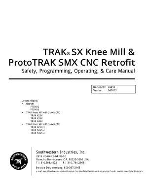 TRAK SX Knee Mill Programming Manual