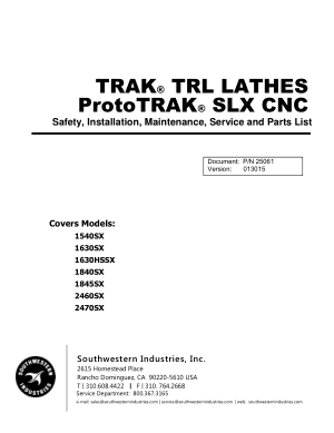 ProtoTRAK SLX CNC Maintenance List