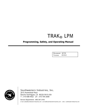 TRAK LPM Operating Manual