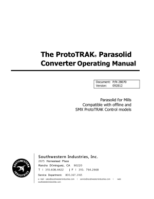 ProtoTRAK Parasolid Converter Operating Manual