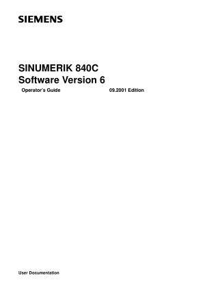 Sinumerik 840C Operator’s Guide