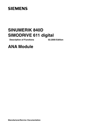 Sinumerik 840D ANA Module
