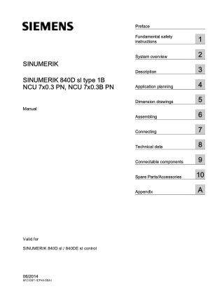 Sinumerik 840Dsl NCU 7×0.3B PN Manual