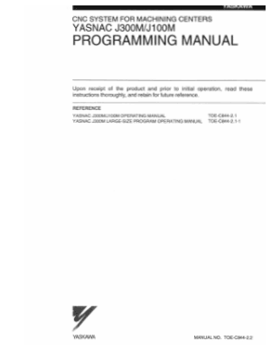 Yasnac J300M/J100M Programming Manual