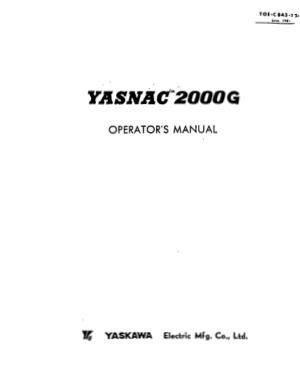 Yasnac 2000G Operators Manual