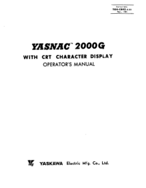 Yasnac 2000G CRT Display Operator Manual