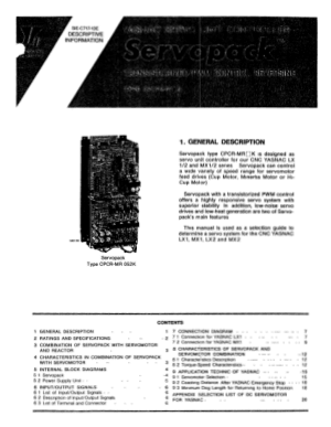 Yasnac Servopack Transistorized PWM Control Reversing Manual