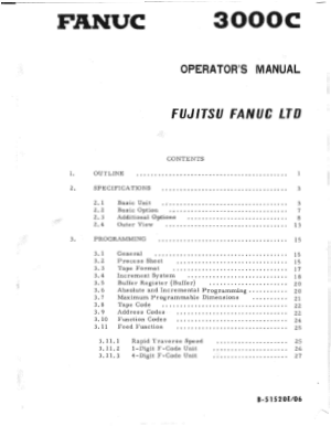 Fanuc 3000C Operator’s Manual