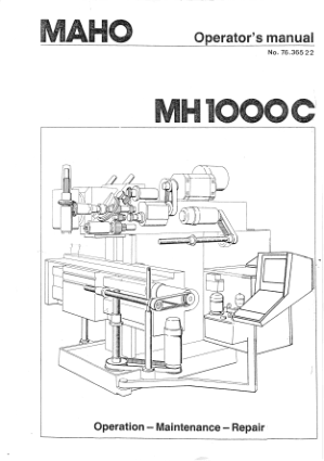 Maho MH 1000C Operator Maintenance Manual
