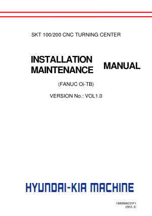 Hyundai Wia SKT 100 200 Installation Maintenance Manual