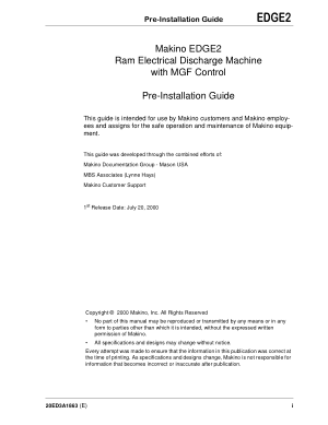 Makino EDGE2 Pre-Installation Guide Ram Electrical Discharge Machine
