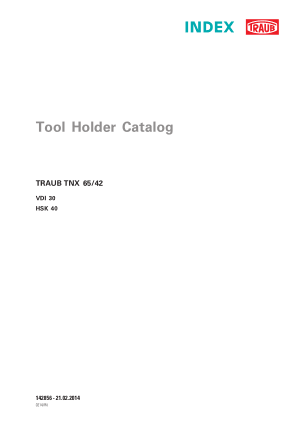 Index TRAUB Tool Holder Catalog TNX 65 42 VDI 30 HSK 40