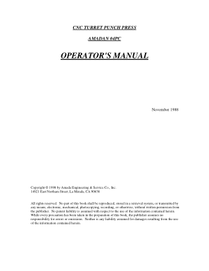 Amada AMADAN 04PC Operator Manual